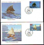 Preview: Marshall Inseln  1998  8 Werte auf  8 FDC  Kanus