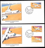 Preview: Marshall Inseln  1991  5 Werte auf 4 FDC  Passagierflugzeuge