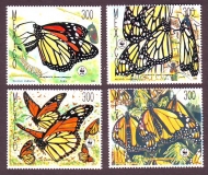 Mexiko  1988  4 Werte  **  Monarchfalter  WWF