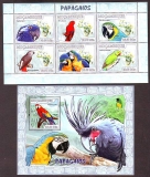 Mocambique  2007  6 W. + 1 Bl.  **  KLB  Papageien