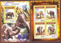 Mocambique  2014  4 W. + 1 Bl.  **  KLB  Asiatischer Elefant