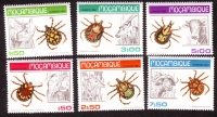Mocambique  1980  6 Werte  **  Zecken und ihre Wirtstiere