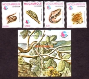 Mocambique  1994  4 W. + 1 Bl.  **  Reptilien und Amphibien
