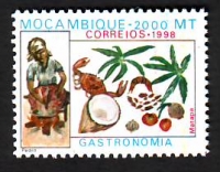 Mocambique  1998  1 Wert  **  Krabbe / Garnele / Früchte