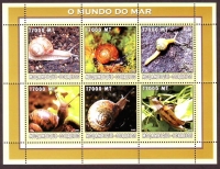 Mocambique  2002  6 Werte  **  KLB  Landschnecken