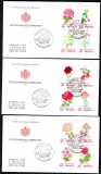 Monaco  1995  12 Werte auf 3 FDC  Rosen / Blumen
