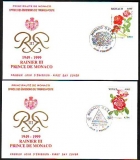 Monaco  1999  2 Werte auf  2 FDC  Rosen