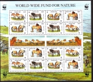 Mongolei  2000  16 Werte  **  KLB  Przewalski-Pferde  WWF
