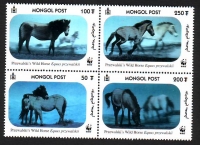 Mongolei  2000  4 Werte  **  Hologramm  ZD  Przewalski-Pferde  WWF