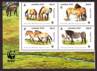 Mongolei  2000  4 Werte  **  ZD  Przewalski-Pferde  WWF