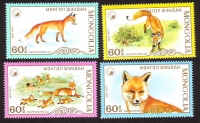 Mongolei  1987  4 Werte  **  Rotfüchse