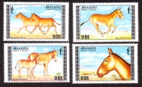 Mongolei  1988  4 Werte  **  Esel  (Dschiggetai)