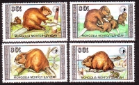 Mongolei  1989  4 Werte  **  Biber