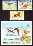 Montserrat  1988  3 W. + 1 Bl.  **  Heimische Vögel