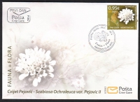 Montenegro  2013  1 Wert auf  1 FDC  Gelbe Skabiose