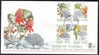 Namibia  1997  4 Werte auf 1 FDC  Bäume / Früchte