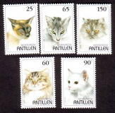 Niederländische Antillen  1995  5 Werte  **  Hauskatzen