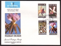 Nigeria  1993  4 Werte auf 1 FDC  Heimische Orchideen