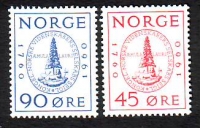 Norwegen  1960  2 Werte  **  Wissenschaftliche Gesellschaft