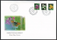 Norwegen  1999  3 Werte auf 1 FDC  Heimische Pflanzen