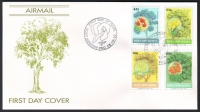 Papua Neuguinea  1992  4 Werte auf 1 FDC  Bäume / Blüten