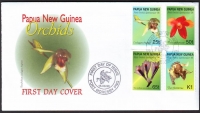 Papua Neuguinea  1998  4 Werte auf 1 FDC  Orchideen