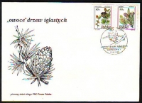 Polen  1995  2 Werte auf  1 FDC  Lärche / Kiefer