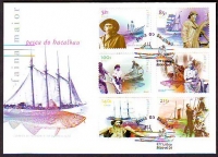 Preview: Portugal  2000  6 W. + 1 Bl. auf  2 FDC  Kabeljau Fischerei