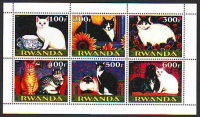 Ruanda  1999  6 Werte  **  KLB  Katzen