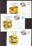 Rumänien  1989  3 Ganzsachen mit Pilzstempel  Pilzeindrucke und Pilzzudrucken  (29)