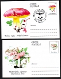Rumänien  1995  2 Ganzsachen mit Pilzstempel / Pilzzudruck und Pilzeindruck  (20)