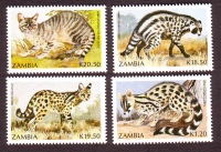 Sambia  1991  4 Werte  **  Kleine Raubkatzen