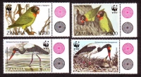 Sambia  1996  4 Werte  **  Geschützte Vögel  WWF