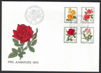 Schweiz  1972  4 Werte auf 1 FDC  Rosen