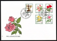 Schweiz  1982  5 Werte auf 1 FDC  Rosen