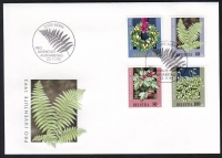 Schweiz  1993  4 Werte auf 1 FDC  Pflanzen des Waldes