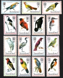 Swaziland  1976  15 Werte  **  FM  Vögel aus aller Welt