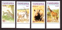 Tansania  1986  4 Werte  **  Gepard / Nashorn / Giraffe / Springbock