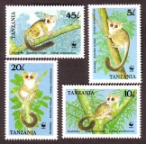 Tansania  1989  4 Werte  **  Sansibargalago  WWF