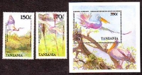 Tansania  1989  2 W. + 1 Bl.  **  Vögel