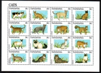 Tansania  1991  16 Werte  **  KLB  Hauskatzen