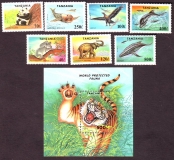 Tansania  1994  7 W. + 1 Bl.  **  Geschützte Wildtiere / Wal