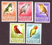 Togo  1964  5 Werte  **  Heimische Vögel  komplett aus FM