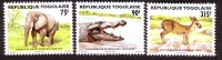 Togo  1996  3 Werte  **  Elefant / Krokodil / Ducker