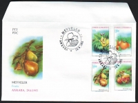 Türkei  1993  4 Werte auf 1 FDC  Heimische Früchte