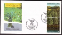 U N O - Genf  1988  2 Werte auf 1 FDC  Nadelwald