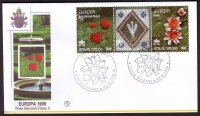 Vatikan  1999  2 Werte auf 1 FDC  Blumen