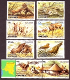 Kongo - Zaire  1984  8 Werte  **  Heimische Wildtiere