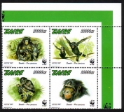 Kongo - Zaire  1997  4 Werte  **  ZD  A  Bonobo  WWF