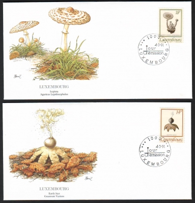 Luxemburg  1991  2 FDC mit Pilzen